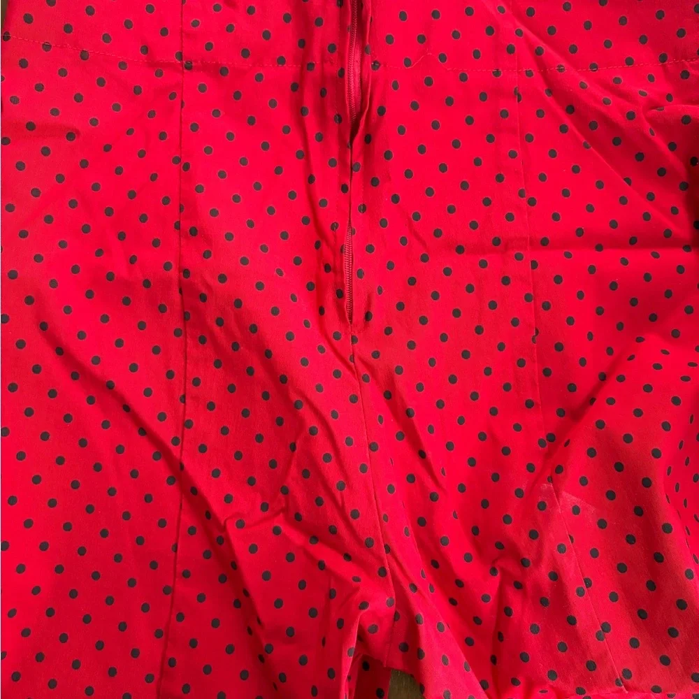 Red Polka Dot high waisted capris-cigarette pants - Picture 2 of 2
